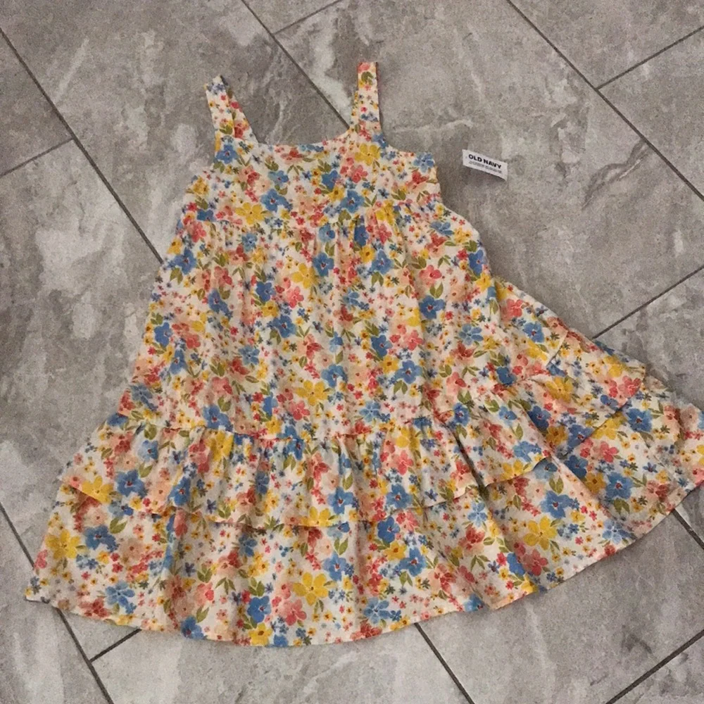 NEW - OLD NAVY Girls Printed Sleeveless Tiered All-Day Dress | 8